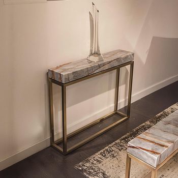 Kubo Marble with Brass Base Console Table - Sizes Available