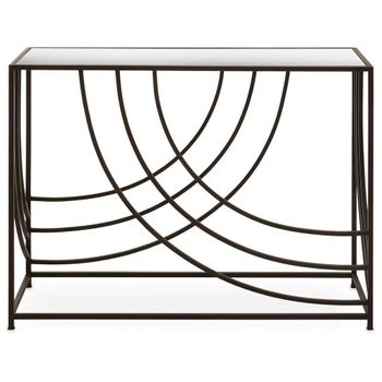 Logan Mirrored with Black Metal Console Table