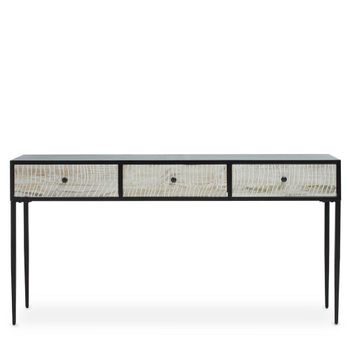 Luxor Black and Grey Pine Wood 3 Drawer Console Table