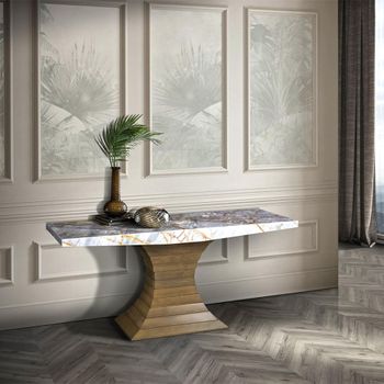 Opera Marble with Wooden Base Console Table - Sizes Available