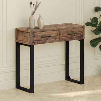 Preston 2 Drawer Industrial Rustic Console Table