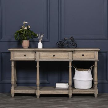 Rustic Breakfront 3 Drawer Console Table