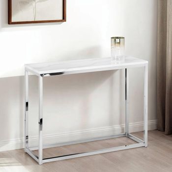 Scala White Marble Effect and Chrome 100cm Console Table