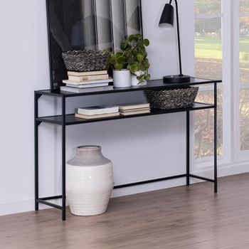 Seaford Black Melamine and Metal Console Table