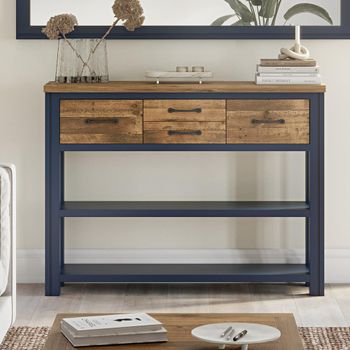 Splash Blue Hall 4 Drawer Rectangle Table Lacquered