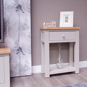 Diamond Painted Grey Solid Wood Hall 1 Drawer Rectangle Table