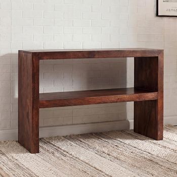 Dakota Dark Mango Wood Console Table with Shelf