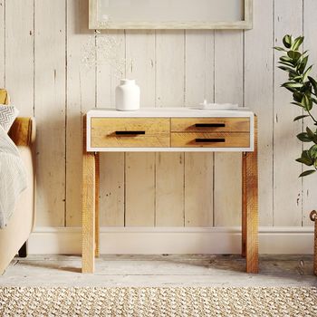 Trinity Reclaimed Wood and White 3 Drawer Console Table