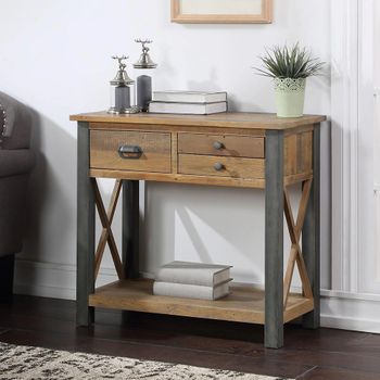 Urban Elegance Reclaimed Wood 3 Drawer Console Table