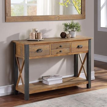 Urban Elegance Reclaimed Wood 4 Drawer Console Table