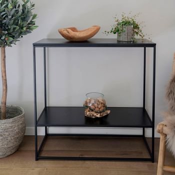 Vita Black Metal Console Table with Shelf