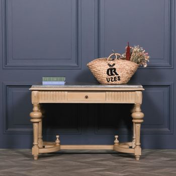 Stone Top Wood 1 Drawer Console Table