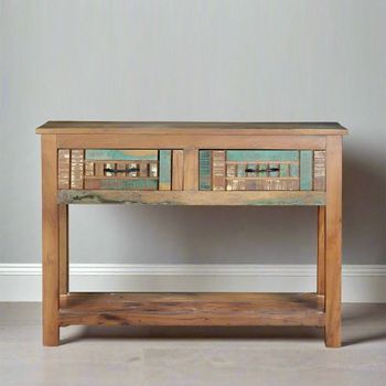 Zangird Recycled Wood 2 Drawer Console Table