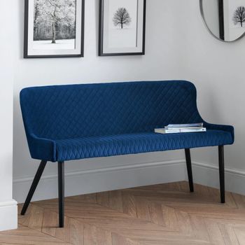 Luxe Blue Fabric High Back Bench