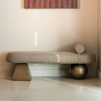 Geneva Brown Fabric and Metal Hall Bench