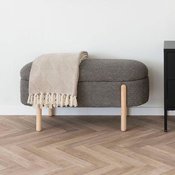 Branca Brown Fabric Oval Storage Bench