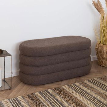 Dartford Brown Boucle Fabric Oval Storage Bench