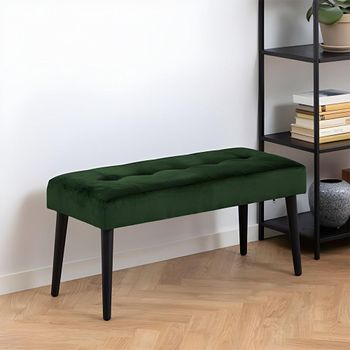 Glory Bench Forest Green Velvet Fabric