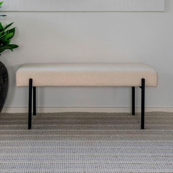 Swindon White Boucle Fabric Bench