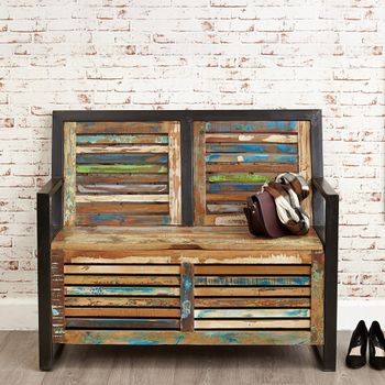 Urban Chic Reclaimed Wood Storage Monks Bench
