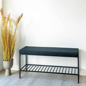 Vita Hall Bench with Shelf Black Melamine Metal