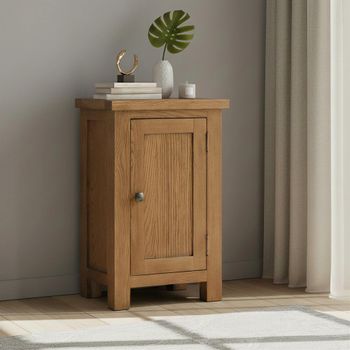 Original Rustic Oak 1 Door Small Hall Cabinet
