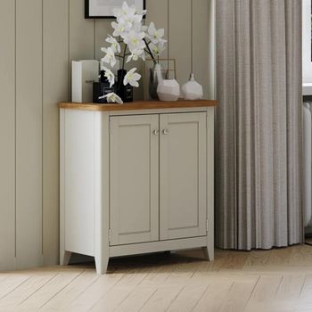 Arden Grey Painted Oak Compact 2 Door Storage Cabinet