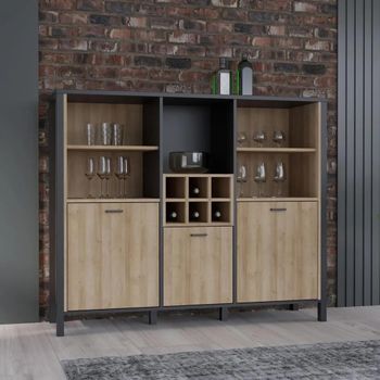 High Rock Oak 3 Door Cabinet