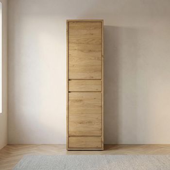 Shetland Oak 2 Door 2 Drawer Narrow Display Cabinet