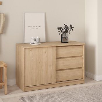 Naia Sliding Door Oak 1 Door 3 Drawer Cabinet
