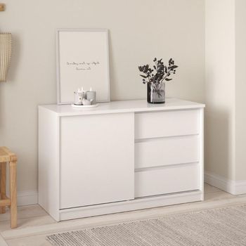 Naia Sliding Door White Gloss 1 Door 3 Drawer Cabinet