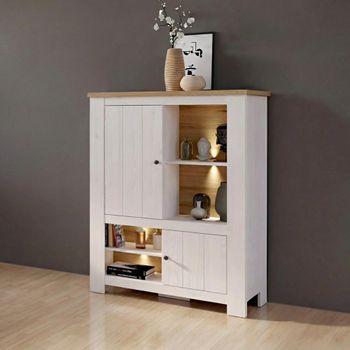 Celesto 2 Door Low Cabinet White Larch Sibiu and Oak