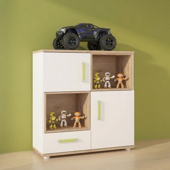 4Kids 2 Door Cabinet White and Oak Lemon Handle