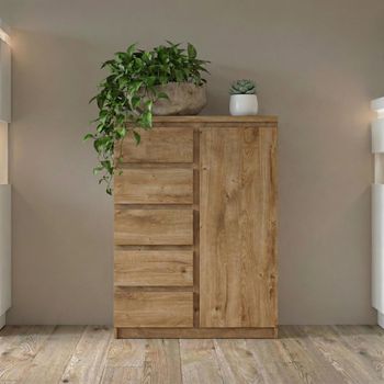 Fribo Oak 1 Door 5 Drawer Cabinet