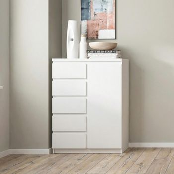 Fribo 1 Door 5 Drawer Cabinet White Alpine White