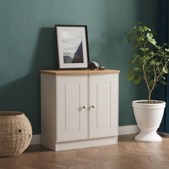 Victoria Grey and Riviera Oak 2 Door Hall Cabinet