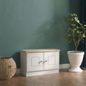 Victoria Low 2 Door Cabinet Grey and Riviera Oak
