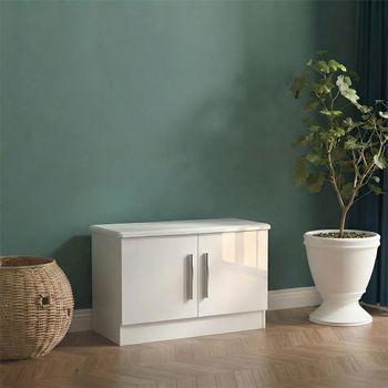 Knightsbridge White Gloss 2 Door Low Cabinet