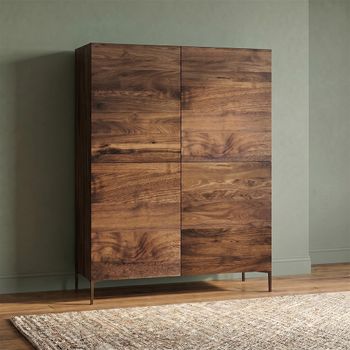 Helga 4 Door Oiled Walnut Hall Cabinet - Sizes Available