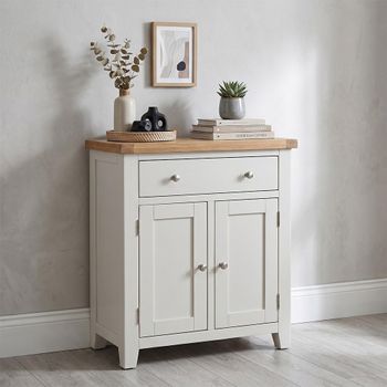 Melbourne White and Wood 2 Door Hall Cabinet
