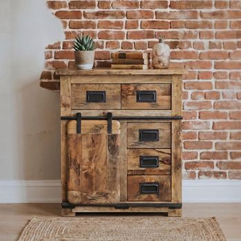 Jupiter Ironworks Industrial Style Wooden 5 Drawer Hall Cabinet