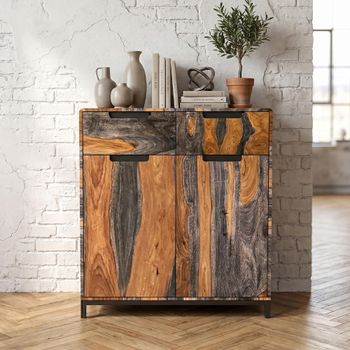 Goa Dark Sheesham Wood 2 Door Hall Cabinet