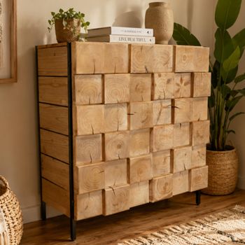 Chunky Natural Wood 2 Door Cabinet