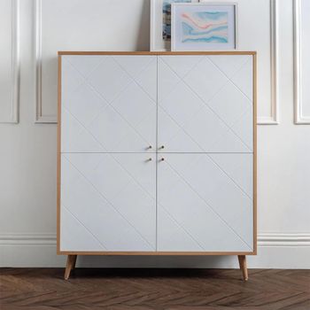 Moritz White Oak Effect 4 Door Hall Cabinet