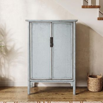 Unique One of a Kind - Distressed Grey Elm Wood 2 Door Storage Cabinet
