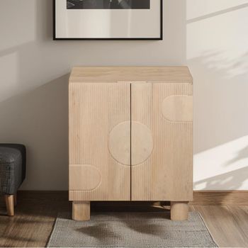 Austin Natural Mango Wood 2 Door Fluted Hall Cabinet