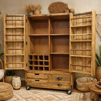 Mango Wood 2 Door 4 Drawer Large Storage Cabinet