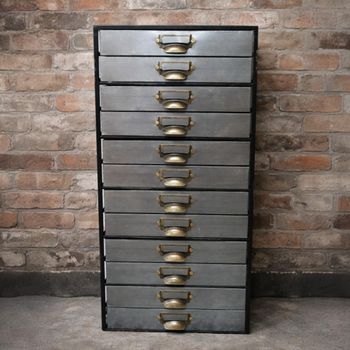 Industrial 7 Drawer Cabinet Multi Drawer Grey Metal