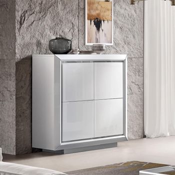 Elite Italian Bianco Antico 4 Door Hall Cabinet