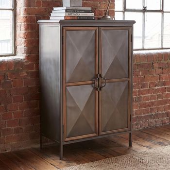 Industrial Grey Wood and Metal 2 Door Cabinet